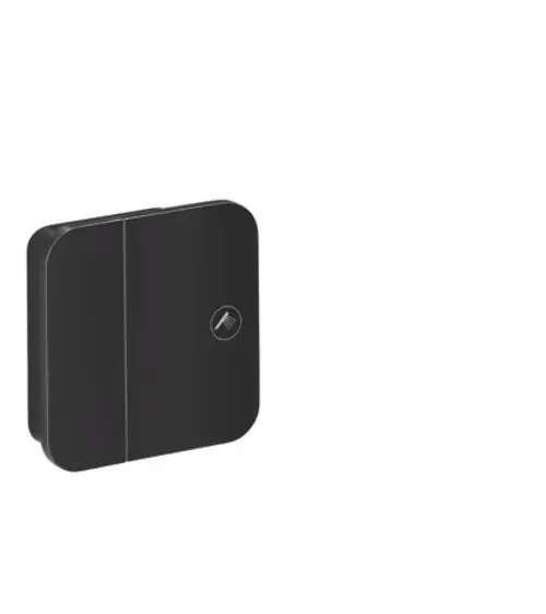 AXOR Unterputzventil in mattschwarz, mit einfacher Bedienoberfläche und minimalistischem Design, dargestellt vor hellem Hintergrund.